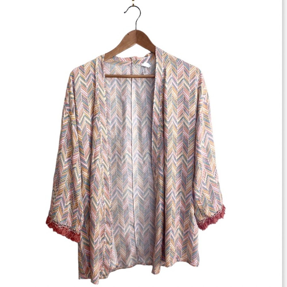 Intimissimi Chevron Fringed Kimono Robe